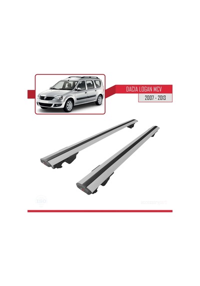 Dacia Logan Mcv 2007-2013 Arası İle Uyumlu Hook Model Anahtar Kilitli Ara Atkı Tavan Barı Gri