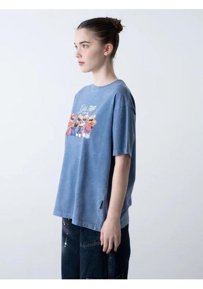 Zekids Kız Çocuk Ayıcık Baskılı Oversize T-shirt-15808 Mavi