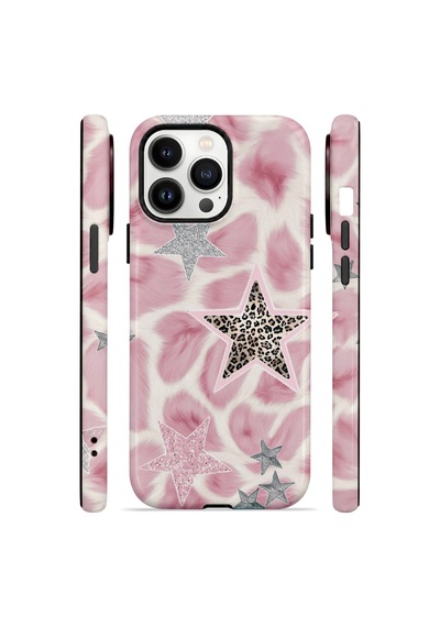 Velvoria Valestra Pembe Saten Yıldız Apple iPhone Uyumlu 14 Pro Darbe Korumalı Kılıf Valestra Select - Pembe Saten Yıldız