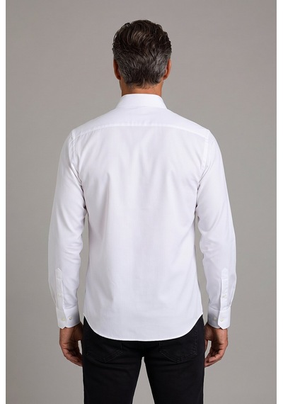 Bisse Beyaz Regular Fit Pamuk Düğmeli Klasik Yaka Açık Gömlek Gmkls4pal224003 D01