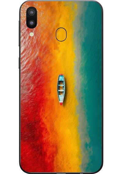 Samsung Galaxy M20 Uyumlu Rengarenk Tekne Baskılı Silikon Kılıf Renkli