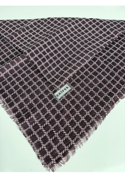 Eripek Desenli Flamalı Keten Eşarp- 06112 Mürdüm