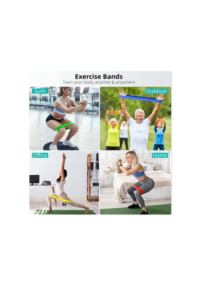 Premium 5 Adet Farklı Dirençte Pilates Squat Aerobik Bandı - Hafif,orta,sert Çalışma Lastiği-evde Spor Karın Çok Renkli