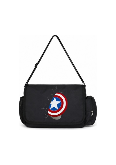 Sevbano Kaptan Amerika Avengers Kahraman Film Baskılı Unisex Okul, Spor, Siyah