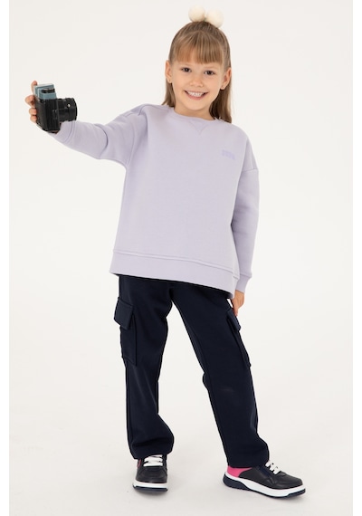 U.S. Polo Assn. Kız Çocuk Lila Şardonlu Bisiklet Yaka Basic Sweatshirt 50297451-VR034