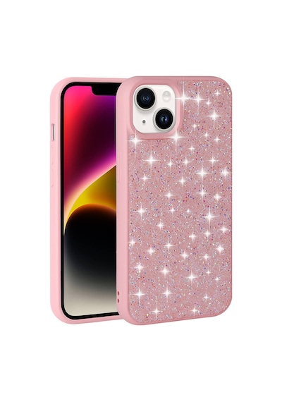 Zore İphone 13 Uyumlu Parlak Taşlı Tasarım Pırlanta Nvth Kılıf-pembe