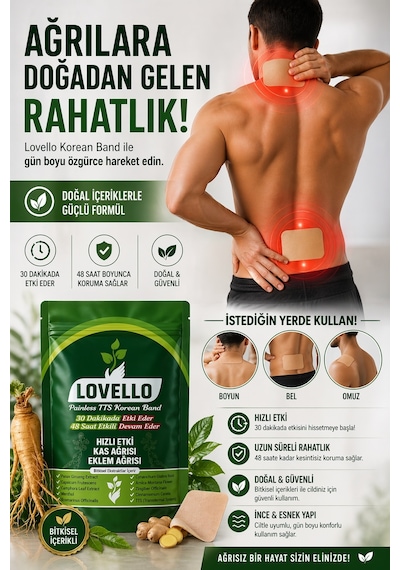 Lovello Kinesio Korea Ginseng Kas ve Eklem Bandı 25 Adet