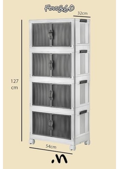 Mayaglory 4'lü Modüler Organizer Dolap Seti - Tekerlekli Ve Çok Amaçlı Saklama Çözümü, 127x54x32cm Çok Renkli