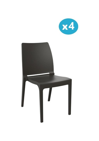 Omnipazar Sy-2506 Plastik Eve Bahçe Koltuk Sandalye 4'lü Set Kahverengi
