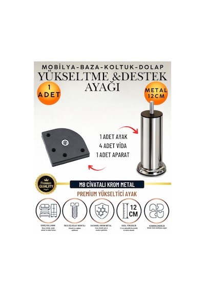 2'li Set 1 Adet Ayak Ve Aparat 12 Cm M8 Vidalı Metal Krom Ayak Mobilya Ayağı Baza Ayağı Kanepe Ayağı Koltuk Ayağı Yatak Ayağı Yükseltme Ayağı Dolap Ayak Sehpa Sandık Ayakları Değişim Destek Ayağı Gümüş Gümüş 2'li Set 1 Adet Ayak Ve Aparat 12 Cm M8 Vidalı Metal Krom Ayak Mobilya Ayağı Baza Ayağı Kanepe Ayağı Koltuk Ayağı Yatak Ayağı Yükseltme Ayağı Dolap Ayak Sehpa Sandık Ayakları Değişim Destek Ayağı Gümüş Gümüş