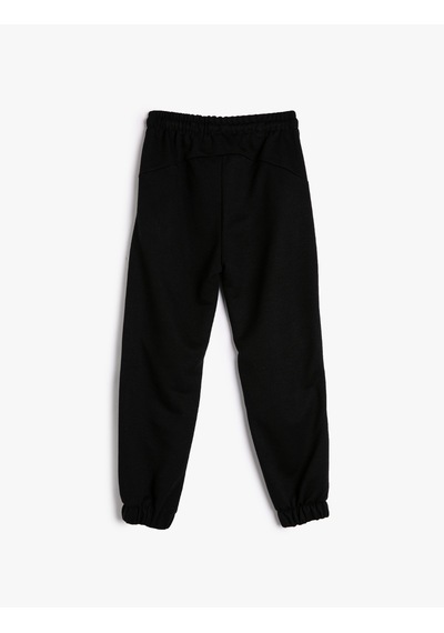 Koton Basic Jogger Eşofman Altı Beli Bağlamalı Cepli Kat Detaylı Siyah 4wkg40190ak Siyah