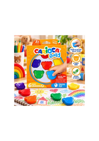 Baby Teddy Ayıcık Şekilli Mum Boya 6 Renk Diğer