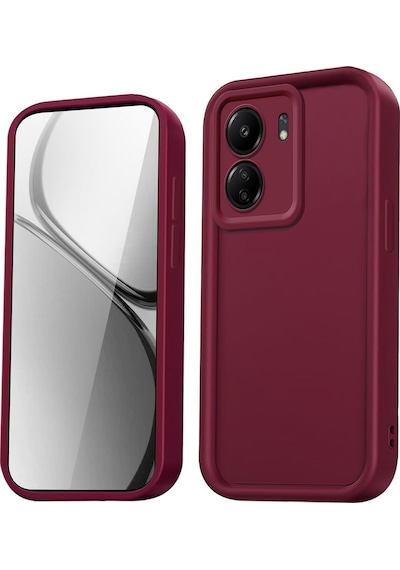 Fibaks Redmi 13c-poco C65 Uyumlu Kılıf Kamera Korumalı Yumuşak Dokulu Darbe Emici Bordo Silikon Kapak