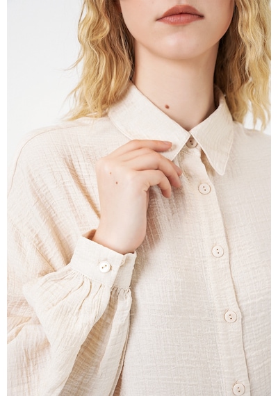 Bigdart Kadın Dokulu Oversize Tunik 5989 - Krem