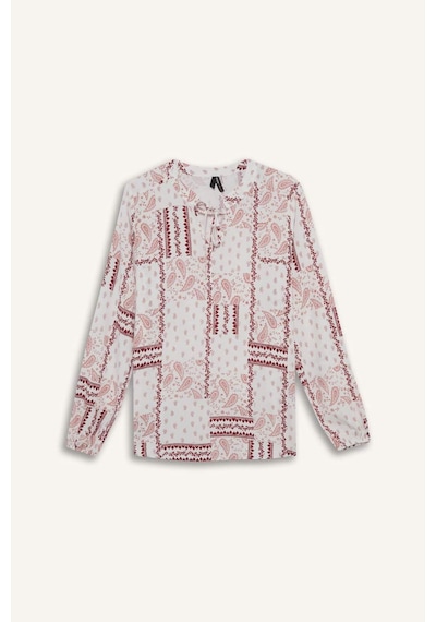 Defacto Regular Fit Desenli Apaş Yaka Uzun Kollu Bluz N1809az25sppn436 Pembe