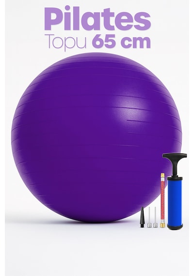 65 Cm Pilates Topu Ve Pompa Seti 155-170 Cm Boy İçin Uygun Dayanıklı Anti-slip Mor