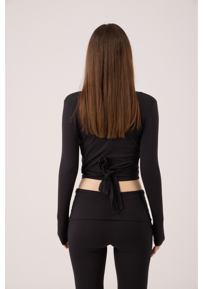 Holly Lolly Bağlamalı Crop Kesim Ellen Bolero Siyah