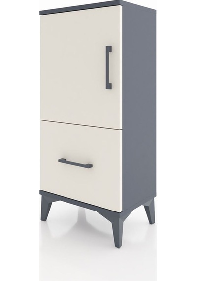 Arges Komodin 2 Raflı Tek Çekmeceli Tek Kapaklı 44x30x96 Antrasit-aytaşı Antrasit