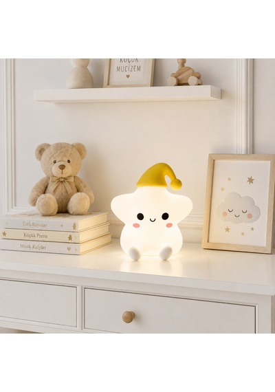Hukids Uykucu Yıldız Silikon Gece Lambası Beyaz