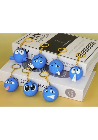 3d Baskı Emoji Anahtarlık Renkli Duygu İfadeli Çanta Süsü Çok Renkli