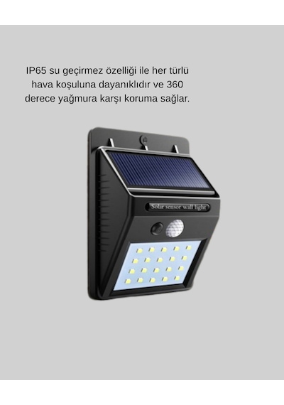 20 Led Güneş Paneli Aydınlatma - Fotoselli Ve Hareket Algılamalı Dış Mekan Duvar Lambası Çok Renkli