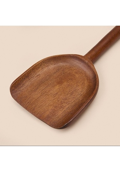 Çelik Saplı Servis Takımı - Akasya Servis Spatula Servis Seti 31 Cm Kahverengi