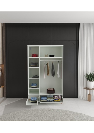 Dova 3 Kapaklı Çekmeceli Gardırop - Tamamı Mdf Beyaz Dova 3 Kapaklı Çekmeceli Gardırop - Tamamı Mdf Beyaz