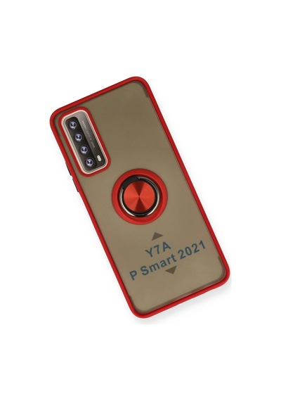 Newface Huawei P Smart 2021 Kılıf Montreal Yüzüklü Silikon Kapak Semeglbl - 70 - Kırmızı