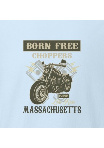 Wildstyle Born Free Choppers Motosiklet Vintage Chopper Baskılı Unisex Bisiklet Yaka Pamuklu Tişört - Bebek Ma