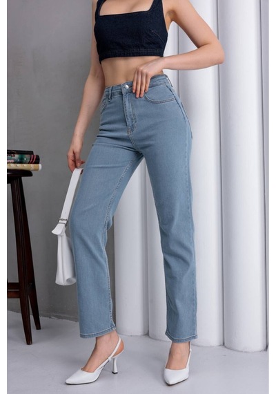 Zdnjeans Kadın Açık Mavi Yüksek Bel Jean Pantolon