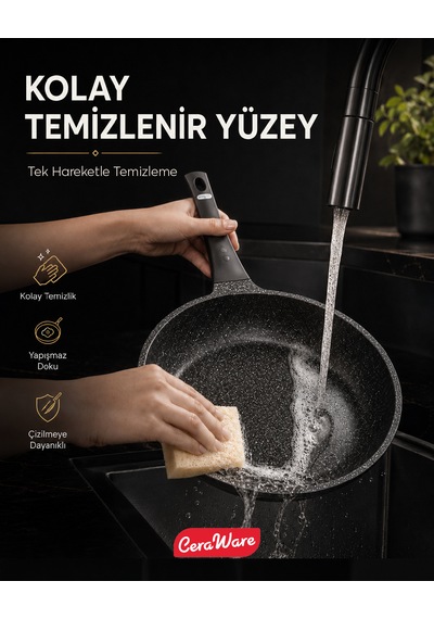 Ceraware Vetta 10 Parça Seramik Yapışmaz Tencere Tava Seti Siyah