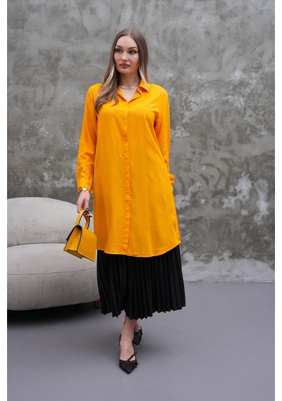 Polologin Butik Turuncu Uzun Gömlek Tunik Turuncu