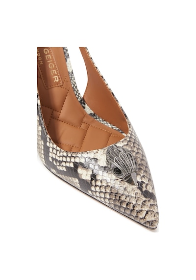 Kurt Geiger Yüksek Topuklu Kahverengi Slingback Yılan Derisi Ayakkabı