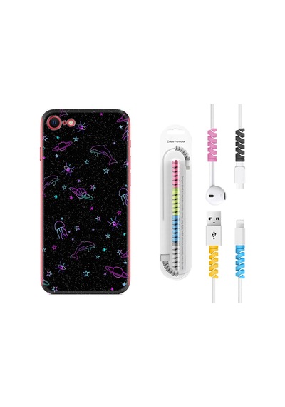 Apple Uyumlu iPhone 6/6S Kılıf Kablo Koruyuculu Galaxy Yunus Göz 1860