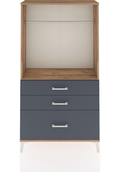 Arges Dolap Tek Raflı 3 Çekmeceli Tek Askılı 88x30x163 Çam-an... Çam