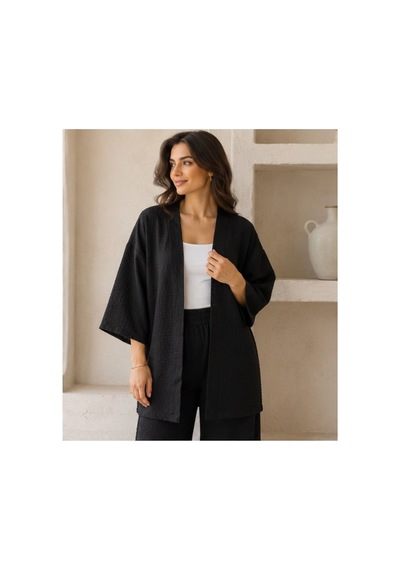 Unika Boutique Kadın Kimono Salaş 2 Li Takım Siyah