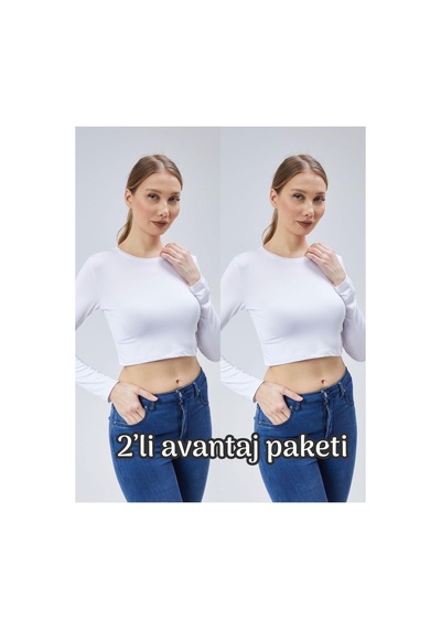 Virago 2'li Soft Touch Yuvarlak Yaka Crop Uzun Kol Bluz/body Beyaz - 687153485 Beyaz - 687153485 Beyaz Virago 2'li Soft Touch Yuvarlak Yaka Crop Uzun Kol Bluz/body Beyaz - 687153485 Beyaz - 687153485 Beyaz