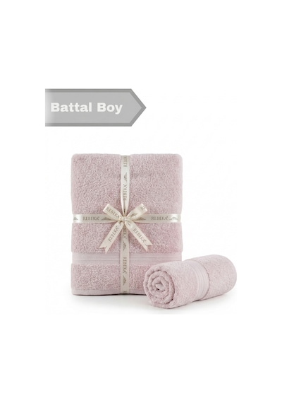 2 Li Battal Boy Banyo Havlu Seti - 100% Pamuk 90x170 Cm + 50x90 Cm Ekstra Yumuşak Emici Havlu Pudra