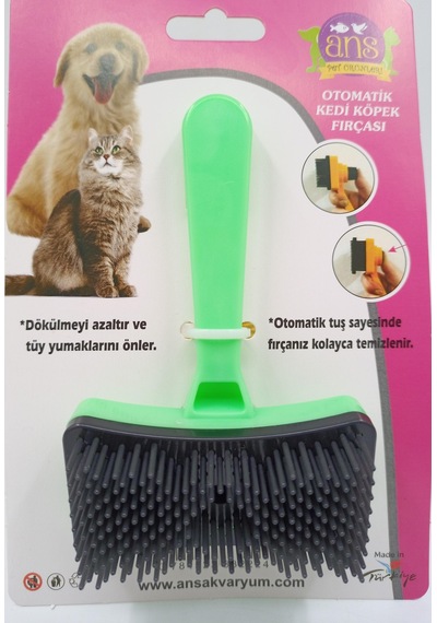 Ans Kedi Köpek Tuşlu Otomatik Tüy Toplayıcı Tarak Yeşil