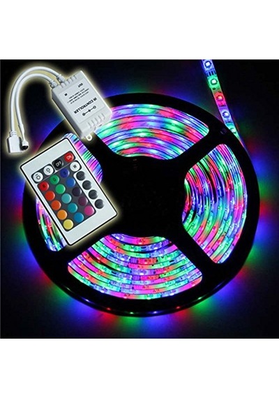 Şerit Led Renkli Rgb Tek Çipli İç Mekan 5 Metre Set Şeffaf