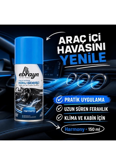 Araç İçi Ve Klima Koku Giderici - Parfümlü Sprey Klima Bombası Harmony 150 Ml - Universal