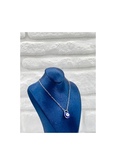 925 Ayar Gümüş Nazar Boncuklu Spor Kadın Kolye Gümüş Gümüş