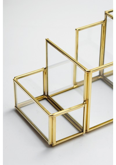 Kalemlik Cam Organizer Pirinç & Gold