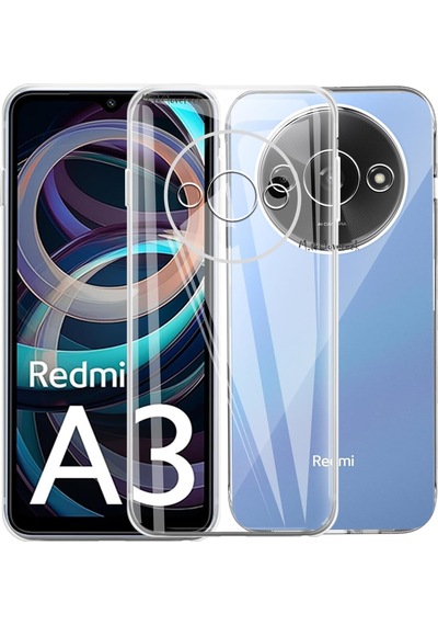 Xiaomi Redmi A3 Kılıf Kamera Korumalı Renksiz Şeffaf Silikon Kap