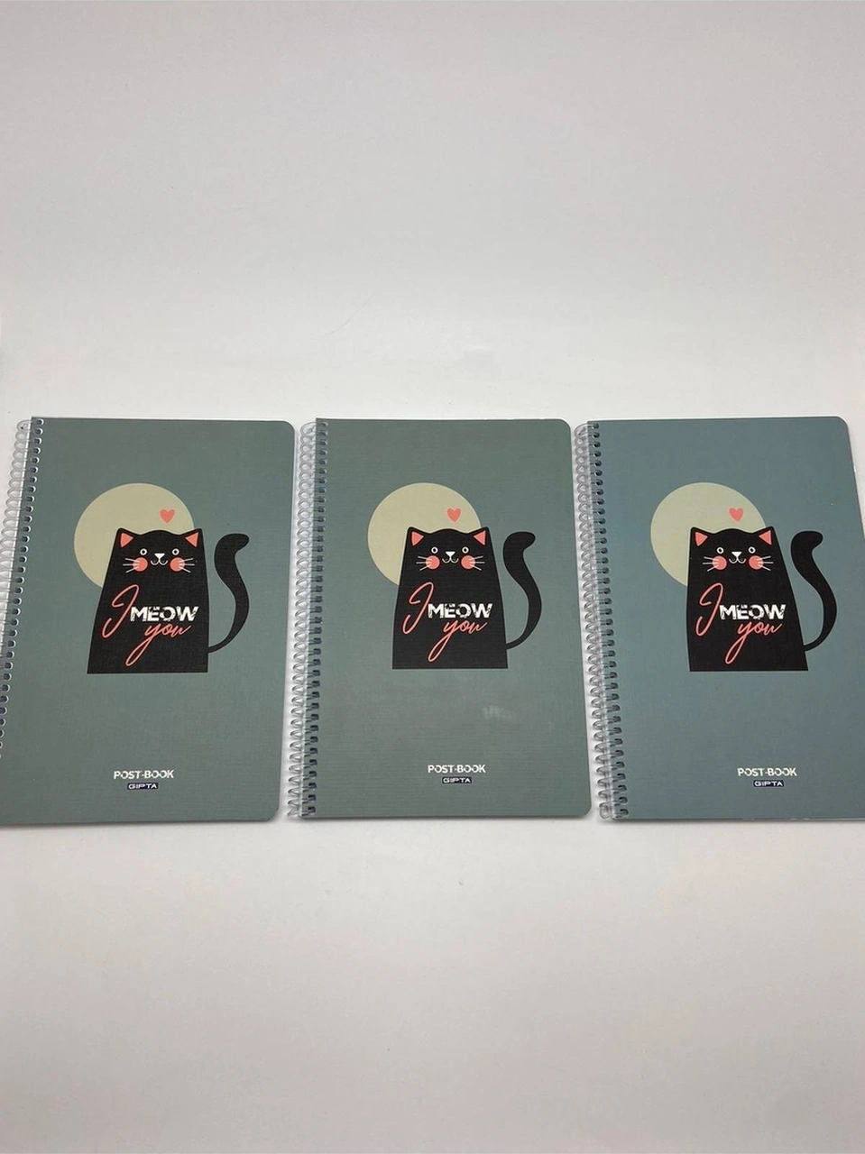 Post-book Spiralli Karton Kapak 17x24 80 Yaprak Kareli Defter 3'lü Meow