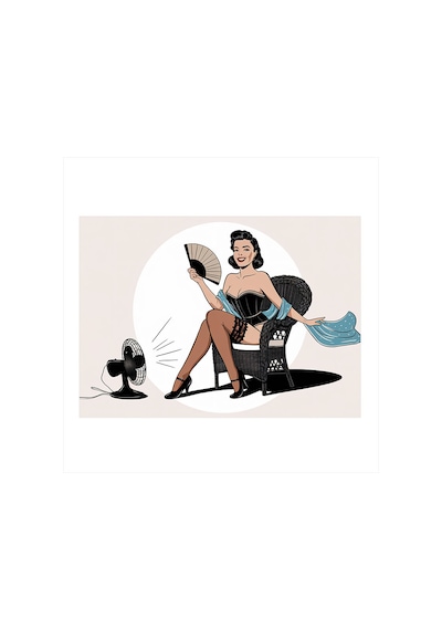 Retro Pin-up Kadın Ve Hayranı Mdf Poster