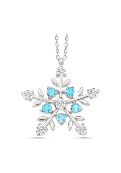 925 Ayar Gümüş Aquamarine Taşlı Kar Tanesi Kadın Kolye