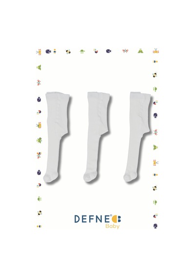 Defne Baby 3 Adet Pamuklu Jakar Desenli Unisex Çocuk Ve Bebek Külotlu Çorap Sade