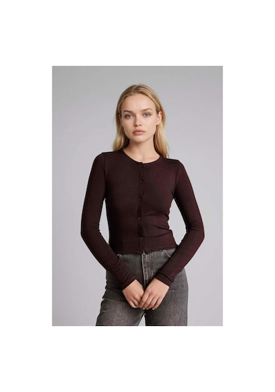 Defacto Fıtted Bisiklet Yaka Ribana Hırka G9457ax26spbn116 Kahve-bn116