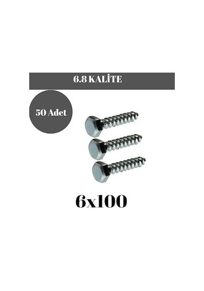 Trifon Vida 6x100 Mm Altı Köşe Anahtar Başlı Vida 50'li Paket 6 x 100 MM